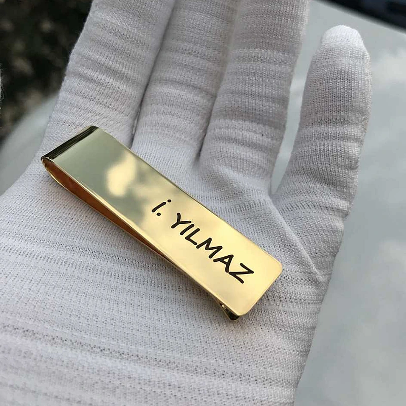 Kişiye Özel - Metal Kravat İğnesi Düz Kazımalı