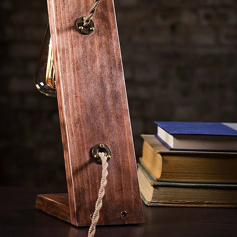 Kişiye Özel - Ahşap Edison Tasarım Masaüstü Lamba