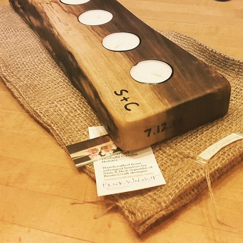 Kişiye Özel - Ahşap 5 Li Mumluk Dekor