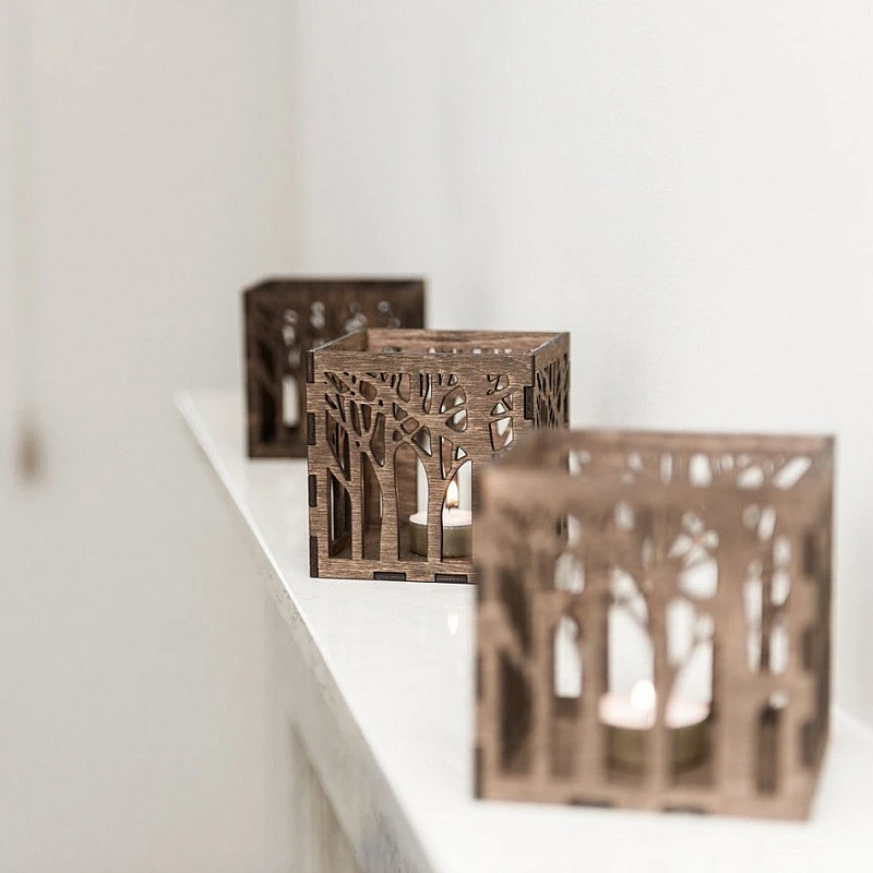 Kişiye Özel - Ahşap Mumluk Hardwood Tasarım