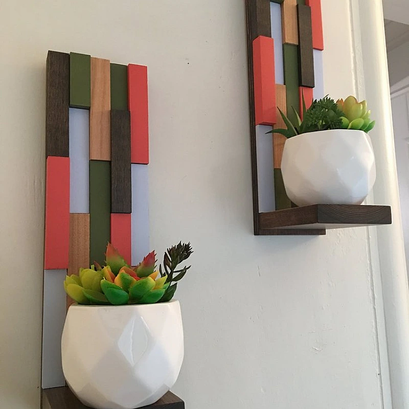 Kişiye Özel - Ahşap Duvar Rafı Part Tasarım 1 Adettir.