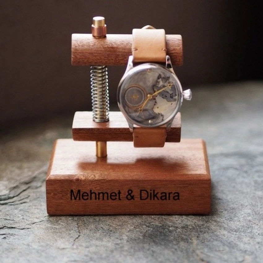 Kişiye Özel - Ahşap Tasarım Tekli Saat Standı