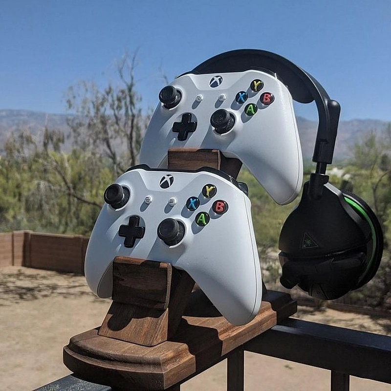 Kişiye Özel - Ahşap Headset Tasarım Konsol Kol ve Kulaklık Standı