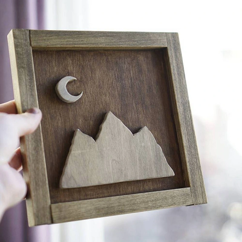 Kişiye Özel - Ahşap Tablo Dağ Manzaralı