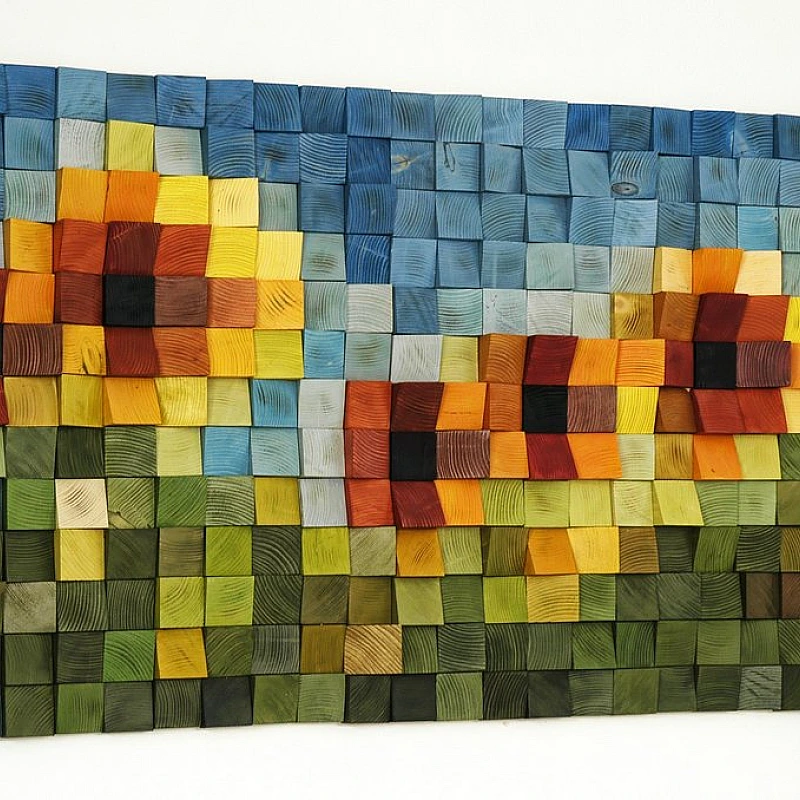 Kişiye Özel - Ahşap Ay Çiçek Desenli Tablo