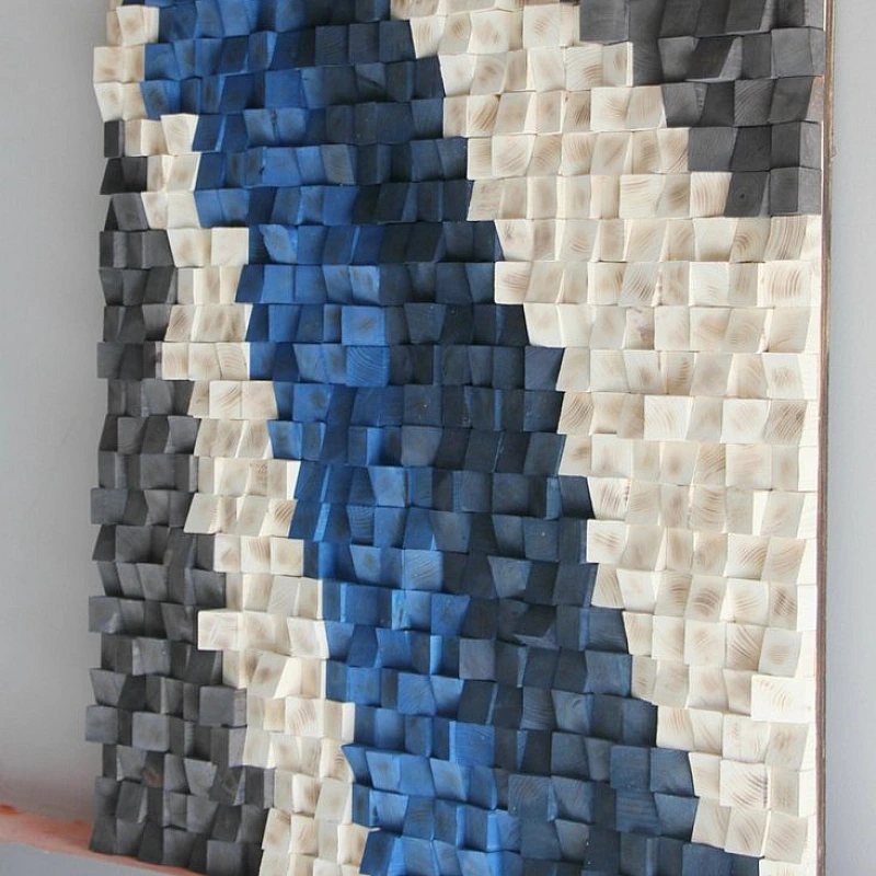 Kişiye Özel - Ahşap Mavi Beyaz Tablo