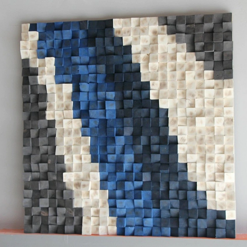 Kişiye Özel - Ahşap Mavi Beyaz Tablo