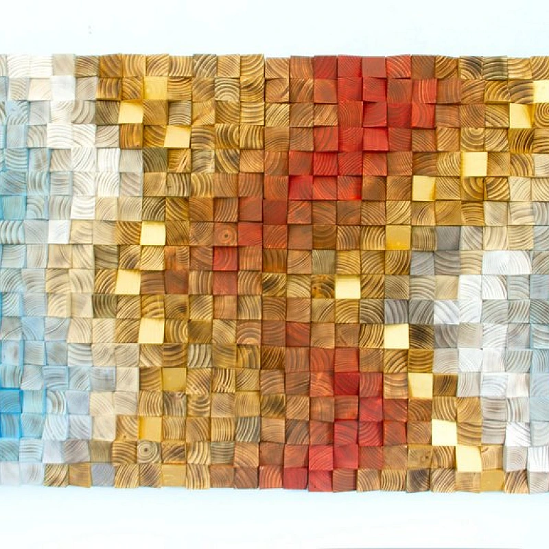 Kişiye Özel - Ahşap Mavi Kırmızı ve Sarının Rengi Tablo