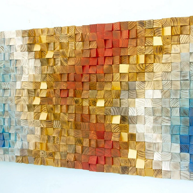 Kişiye Özel - Ahşap Mavi Kırmızı ve Sarının Rengi Tablo