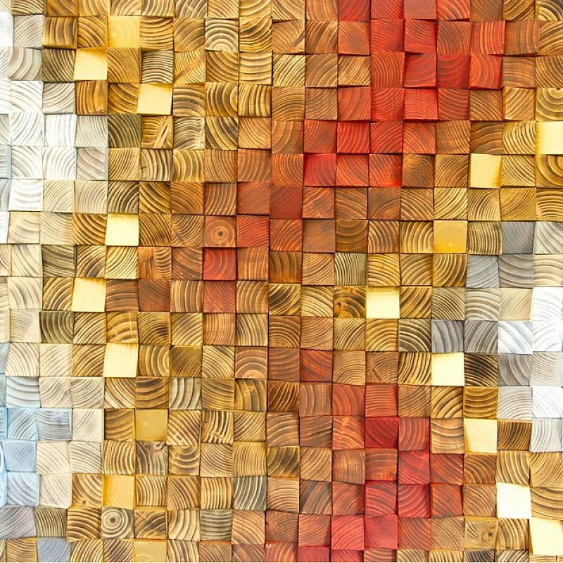 Kişiye Özel - Ahşap Mavi Kırmızı ve Sarının Rengi Tablo