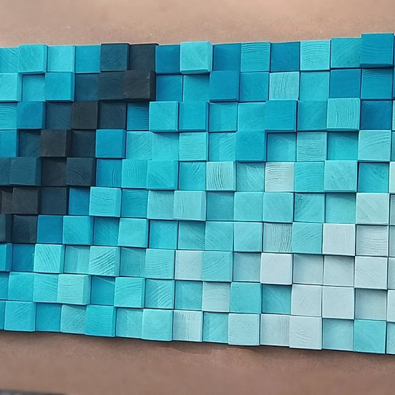 Kişiye Özel - Ahşap Turkuaz Lacivertin Rengi Tablo