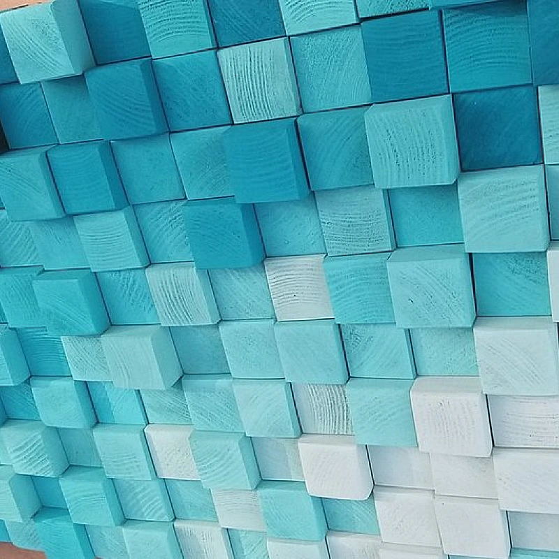 Kişiye Özel - Ahşap Turkuaz Lacivertin Rengi Tablo