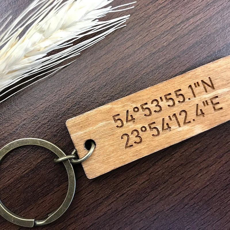 Kişiye Özel - Ahşap Köpek Kordinat Adres Tasma Madolyonu