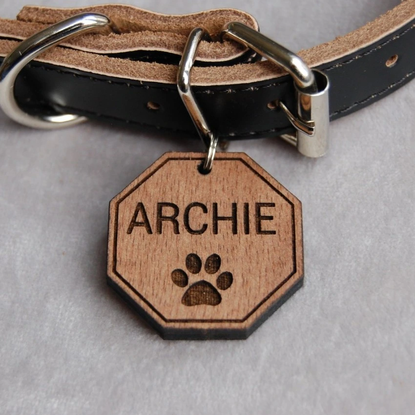 Kişiye Özel - Ahşap Kedi köpek Tasma Kimlik