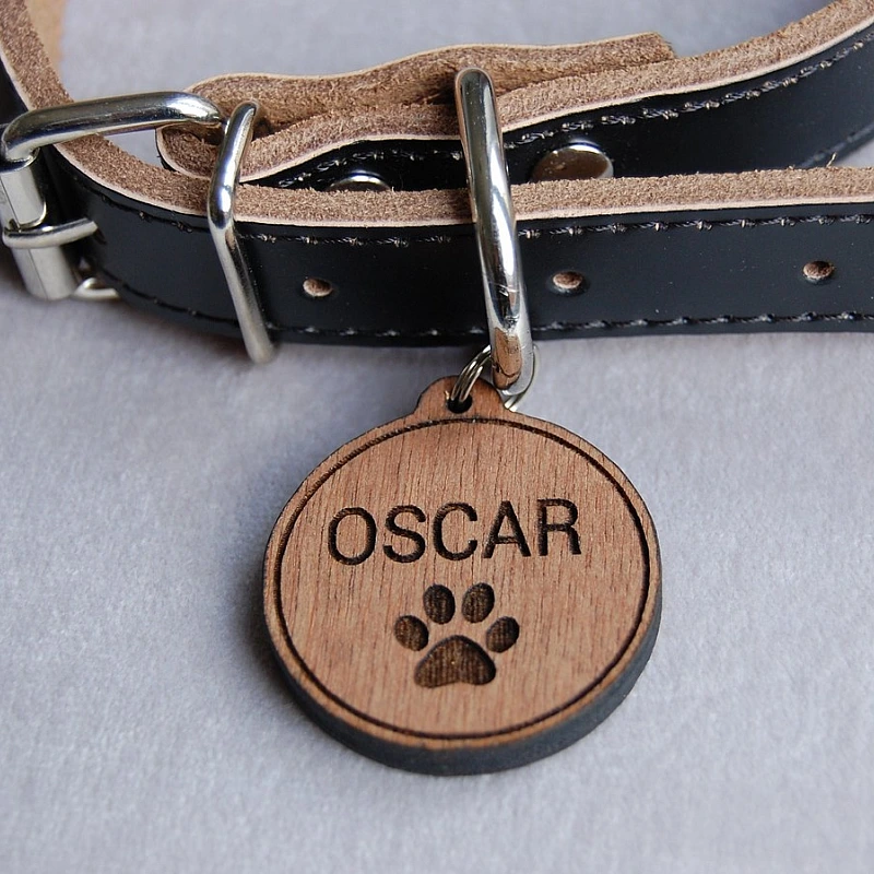 Kişiye Özel - Ahşap Kedi köpek Tasma Kimlik