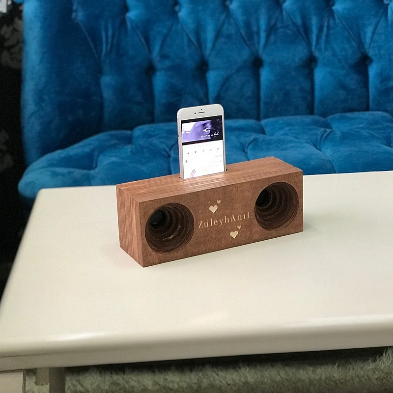 Kişiye Özel - Ahşap Çift Çıkışlı Ses Yükseltici ve Netleştirici Duble Tasarım