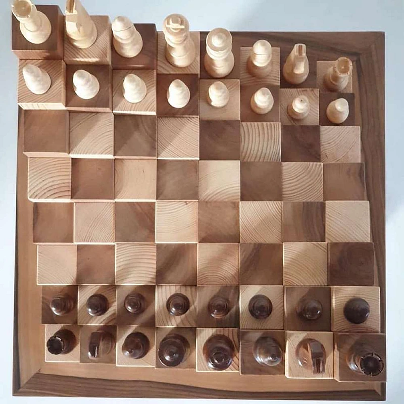 Kişiye Özel - Ahşap Tunçkol Tasarım El işçilikli Satranç Takımı