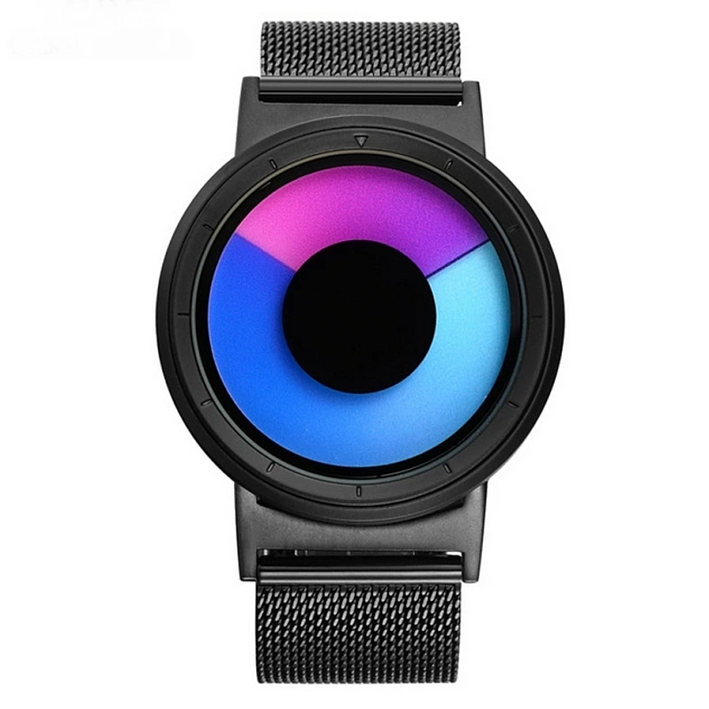 Cool Watch Saat - Siyah Kasa - Siyah Kordon CooL Galaxy Mix Mavi Pembe Ekran Unisex