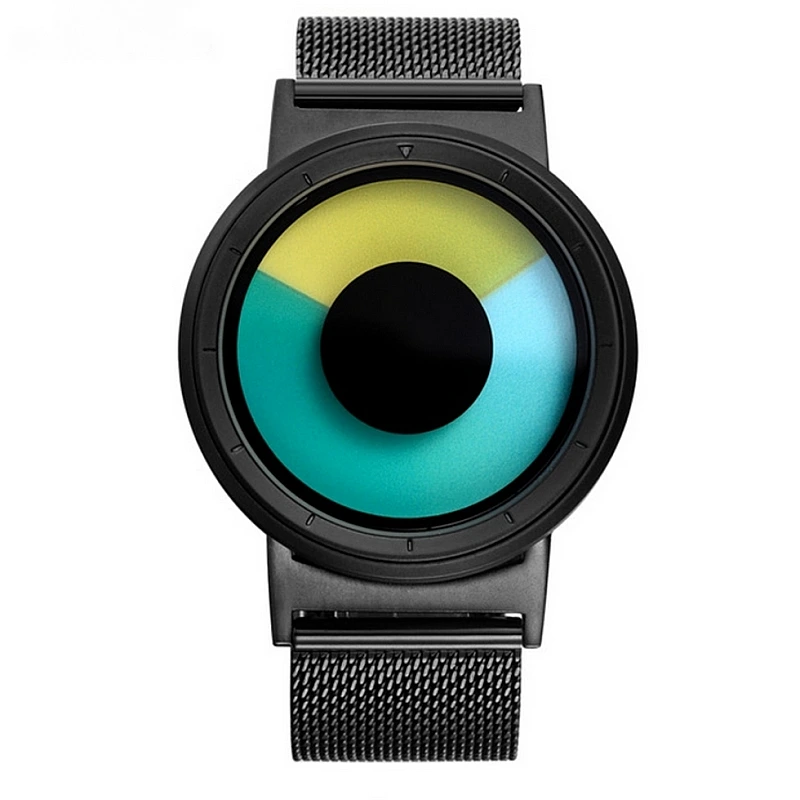 Cool Watch Saat - Siyah Kasa - Siyah Kordon CooL Galaxy Mix Sarı Yeşil Ekran Unisex