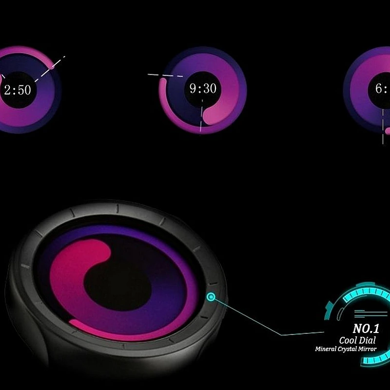 Cool Watch Saat - Siyah Mat Kasa - Siyah Kordon CooL Galaxy S Mor Ekran Unisex