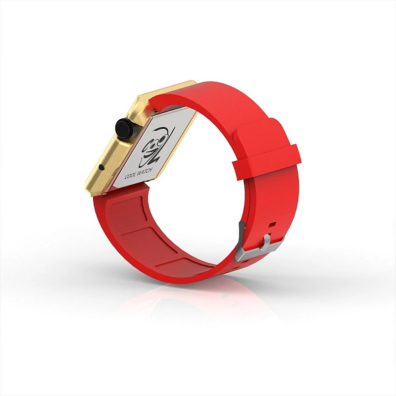 Cool Watch Saat - Gold Edition - Kırmızı Kayış Unisex