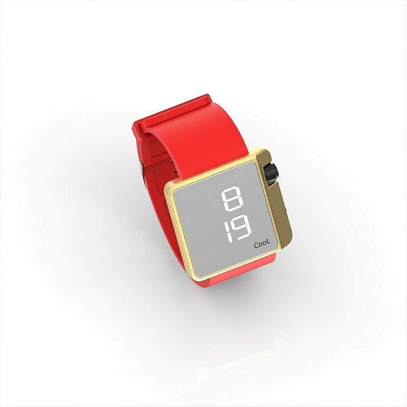 Cool Watch Saat - Gold Edition - Kırmızı Kayış Unisex