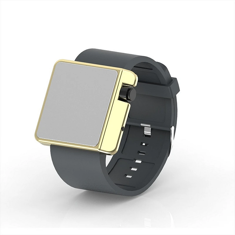 Cool Watch Saat - Gold Shiny Led Edition - Gri Kayış Unisex