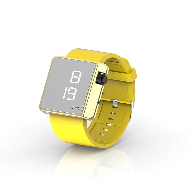 Cool Watch Saat - Gold Shiny Led Edition - Sarı Kayış Unisex