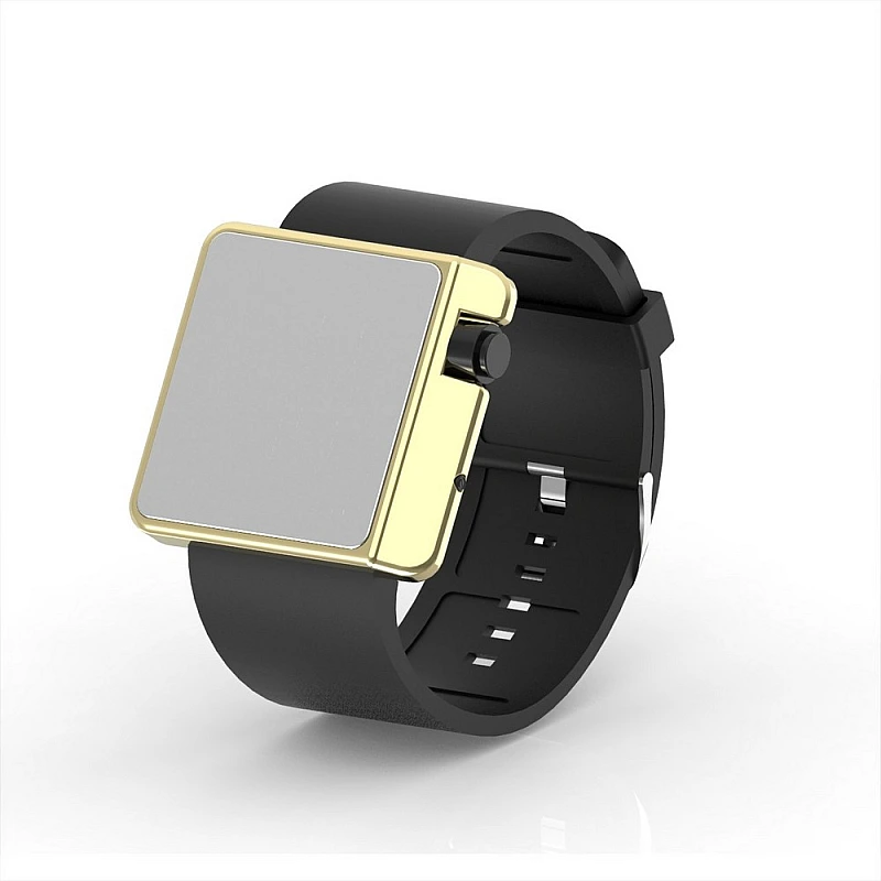 Cool Watch Saat - Gold Shiny Led Edition - Siyah Kayış Unisex
