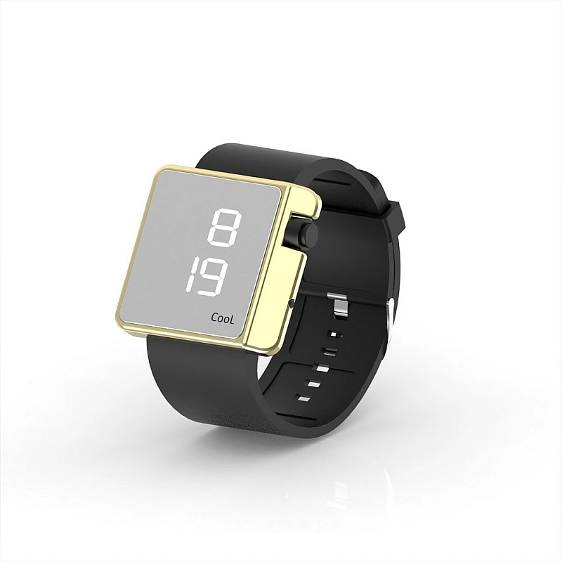 Cool Watch Saat - Gold Shiny Led Edition - Siyah Kayış Unisex