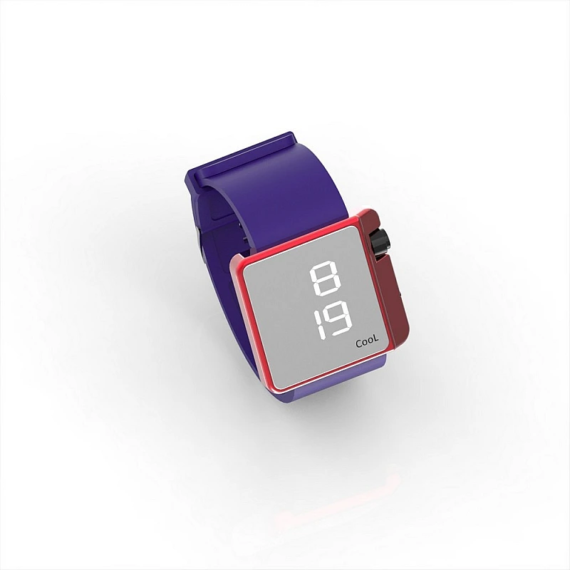 Cool Watch Saat - Kırmızı Edition - Mor Kayış Unisex