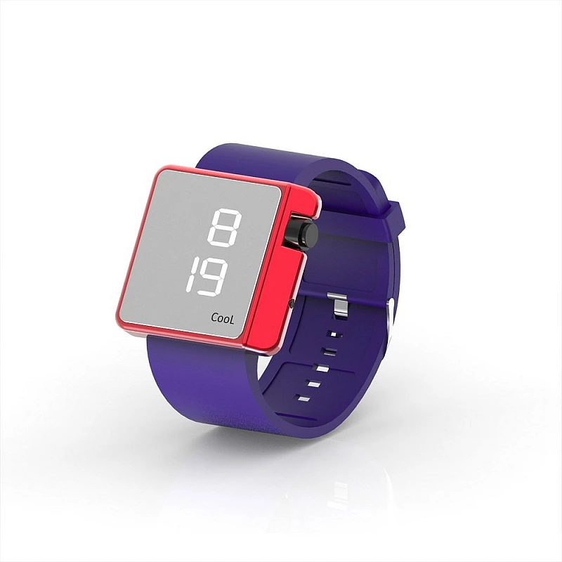 Cool Watch Saat - Kırmızı Edition - Mor Kayış Unisex