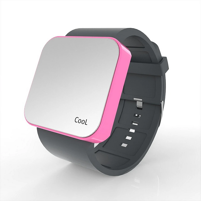 Cool Watch Saat - Pembe Led Kasa - Gri Kayış Unisex