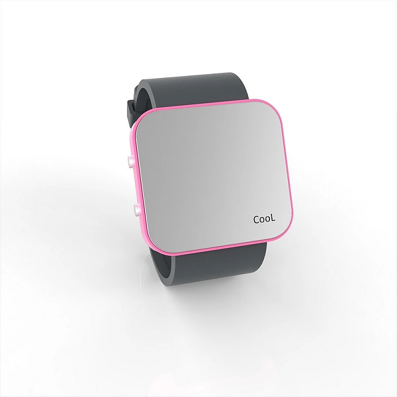 Cool Watch Saat - Pembe Led Kasa - Gri Kayış Unisex