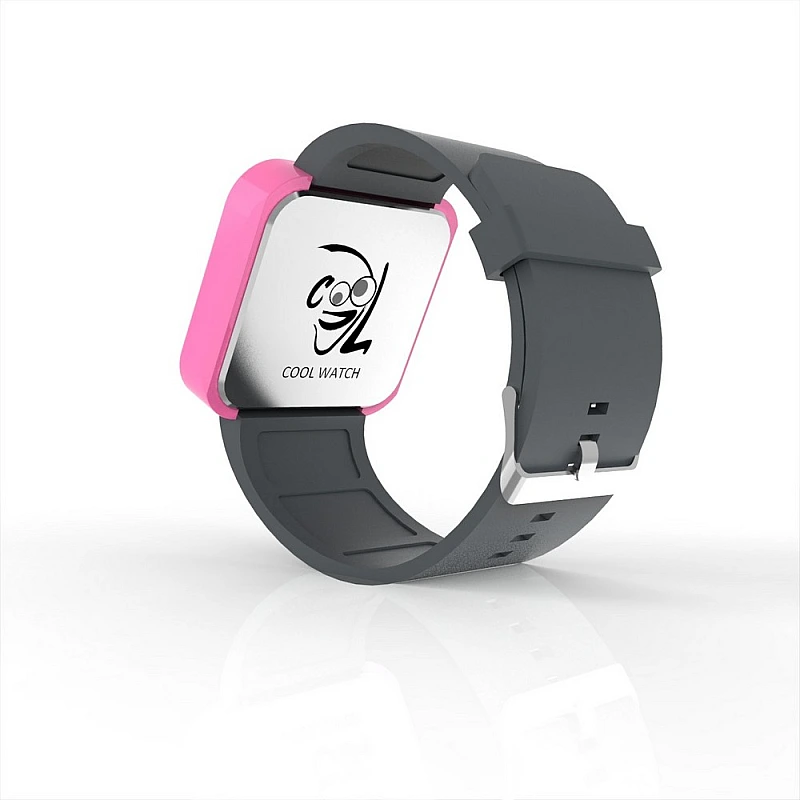 Cool Watch Saat - Pembe Led Kasa - Gri Kayış Unisex