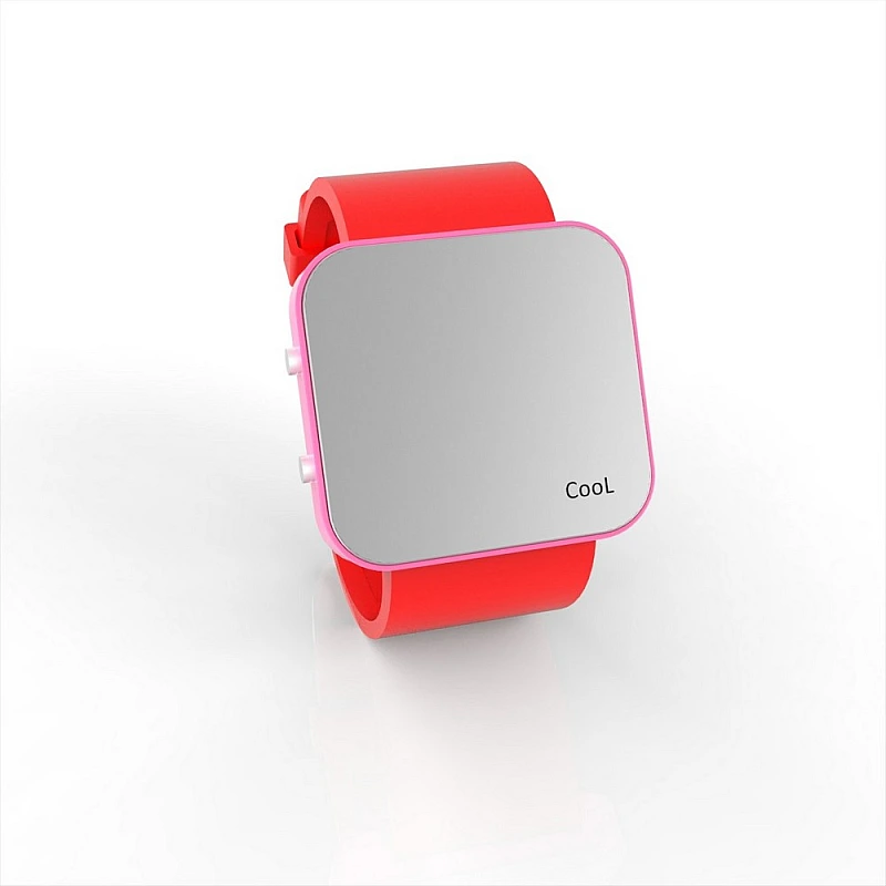 Cool Watch Saat - Pembe Led Kasa - Kırmızı Kayış Unisex