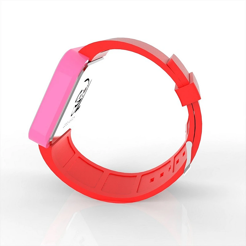 Cool Watch Saat - Pembe Led Kasa - Kırmızı Kayış Unisex