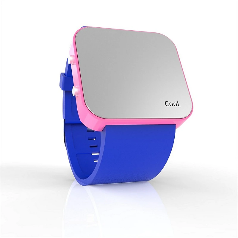 Cool Watch Saat - Pembe Led Kasa - Mavi Kayış Unisex