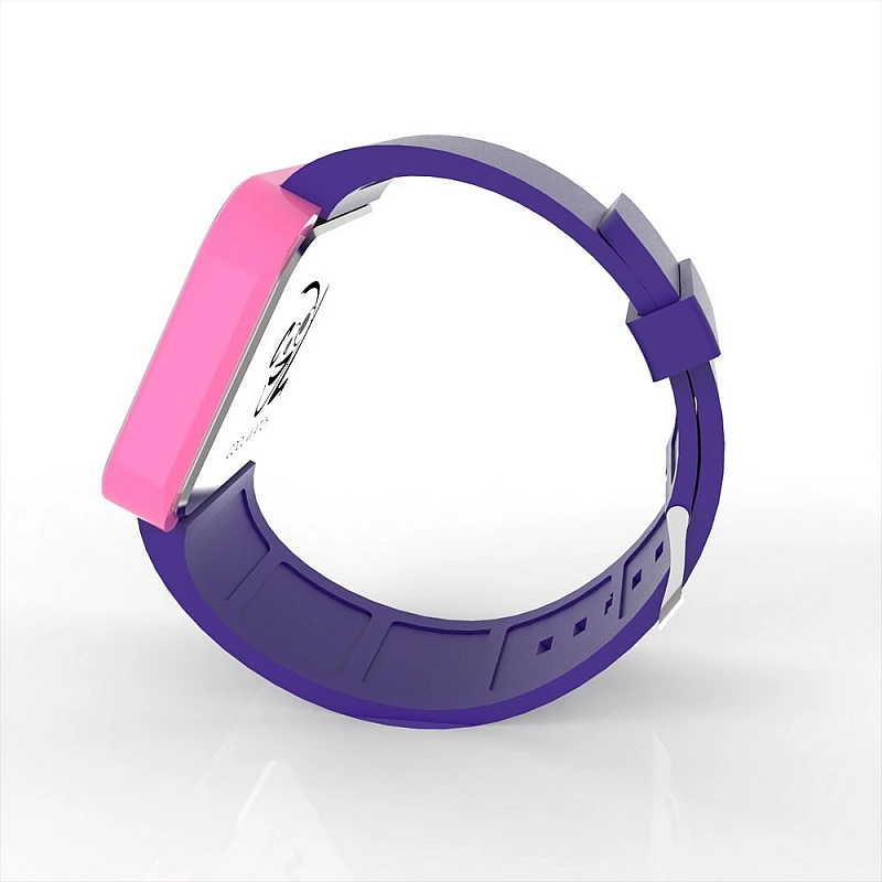 Cool Watch Saat - Pembe Led Kasa - Mor Kayış Unisex