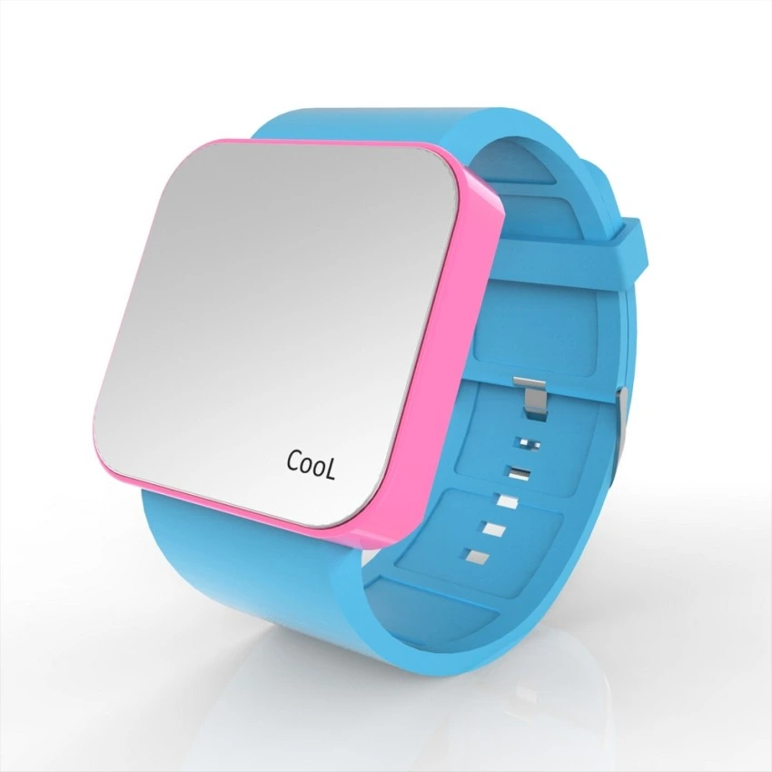 Cool Watch Saat - Pembe Led Kasa - Turkuaz Kayış Unisex