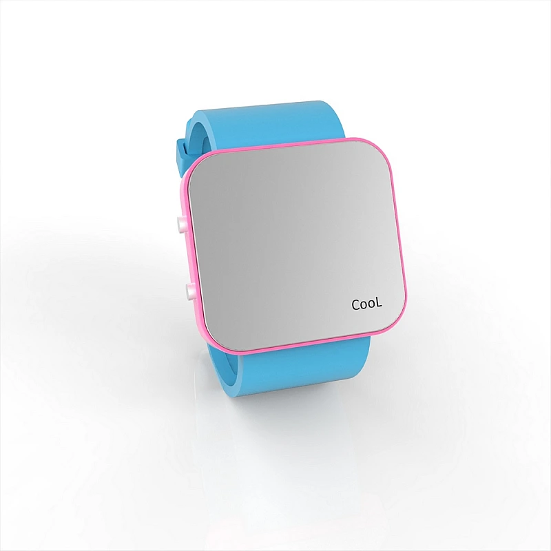 Cool Watch Saat - Pembe Led Kasa - Turkuaz Kayış Unisex