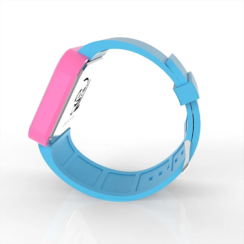 Cool Watch Saat - Pembe Led Kasa - Turkuaz Kayış Unisex