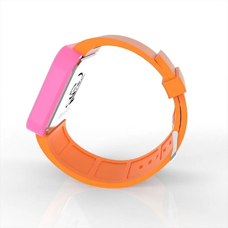 Cool Watch Saat - Pembe Led Kasa - Turuncu Kayış Unisex