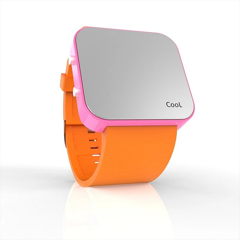 Cool Watch Saat - Pembe Led Kasa - Turuncu Kayış Unisex