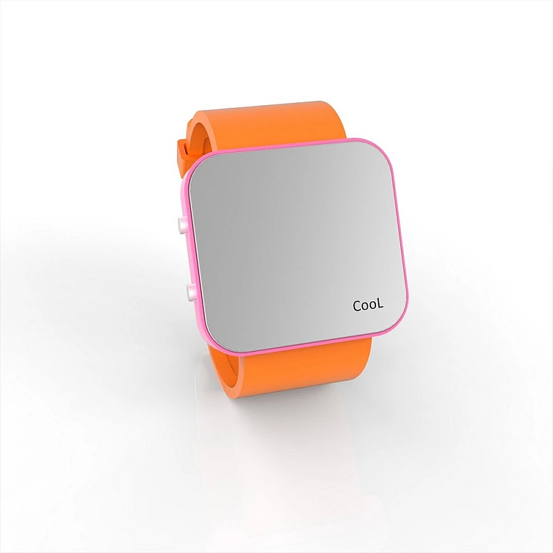 Cool Watch Saat - Pembe Led Kasa - Turuncu Kayış Unisex