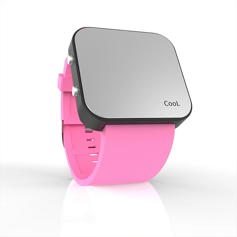 Cool Watch Saat - Siyah Led Kasa - Pembe Kayış Unisex