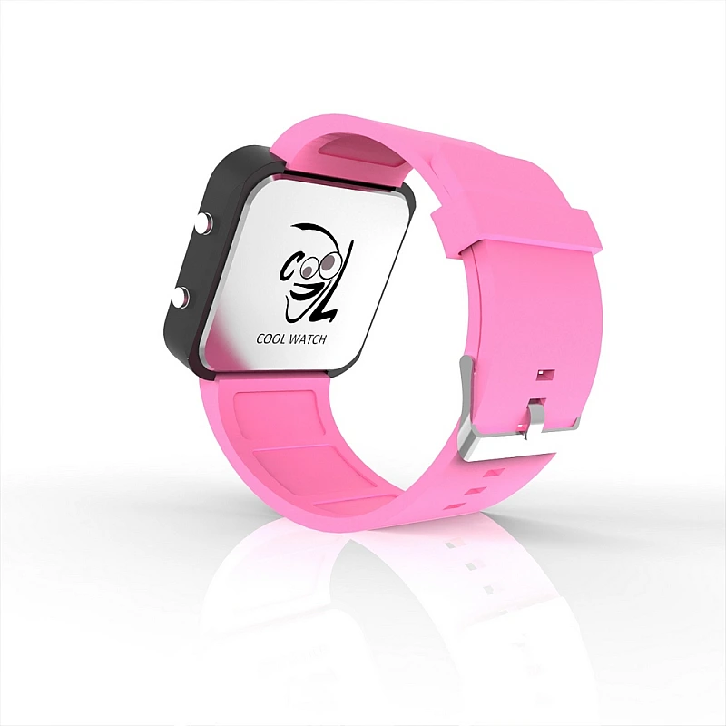 Cool Watch Saat - Siyah Led Kasa - Pembe Kayış Unisex