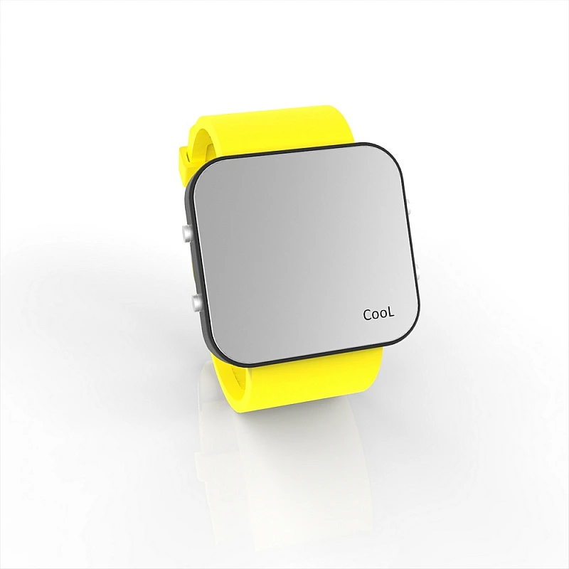 Cool Watch Saat - Siyah Led Kasa - Sarı Kayış Unisex