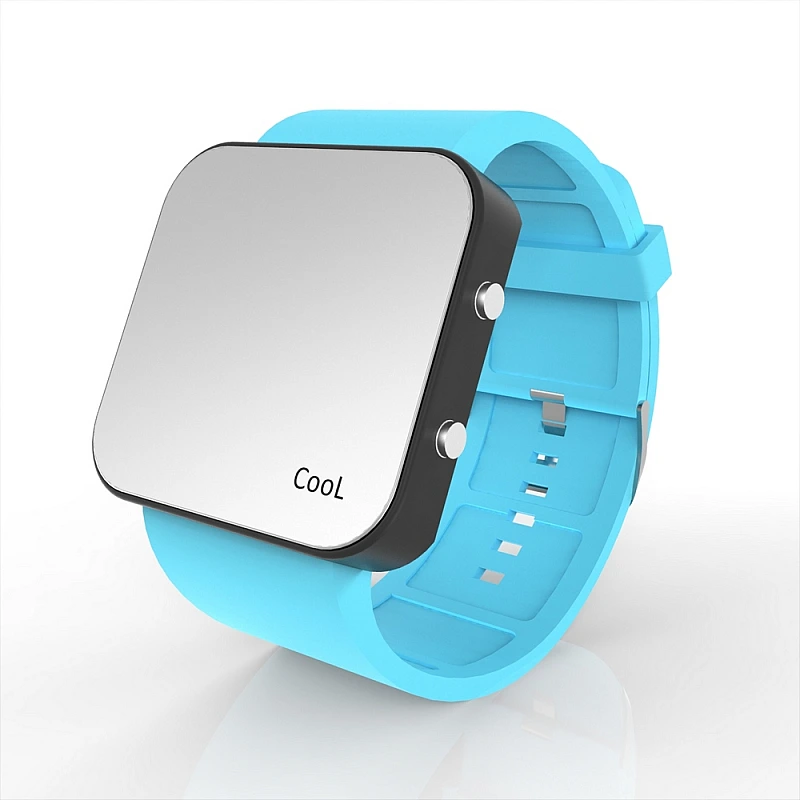 Cool Watch Saat - Siyah Led Kasa - Turkuaz Kayış Unisex