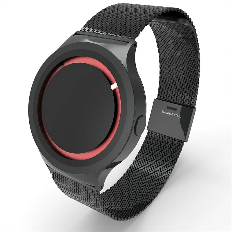 Cool Watch Saat - Siyah Mat Kasa Kırmızı Halka - Siyah Kordon CooL Plus Unisex